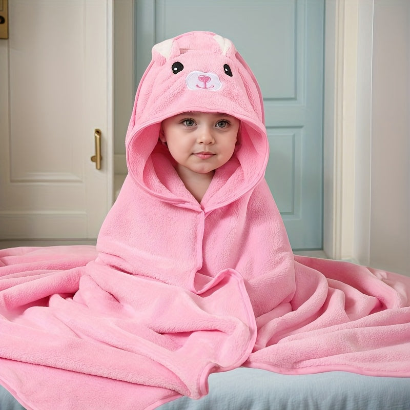1 Piece Children's Bath Towel Cartoon Coral Fleece Hooded – Soft Baby Blanket