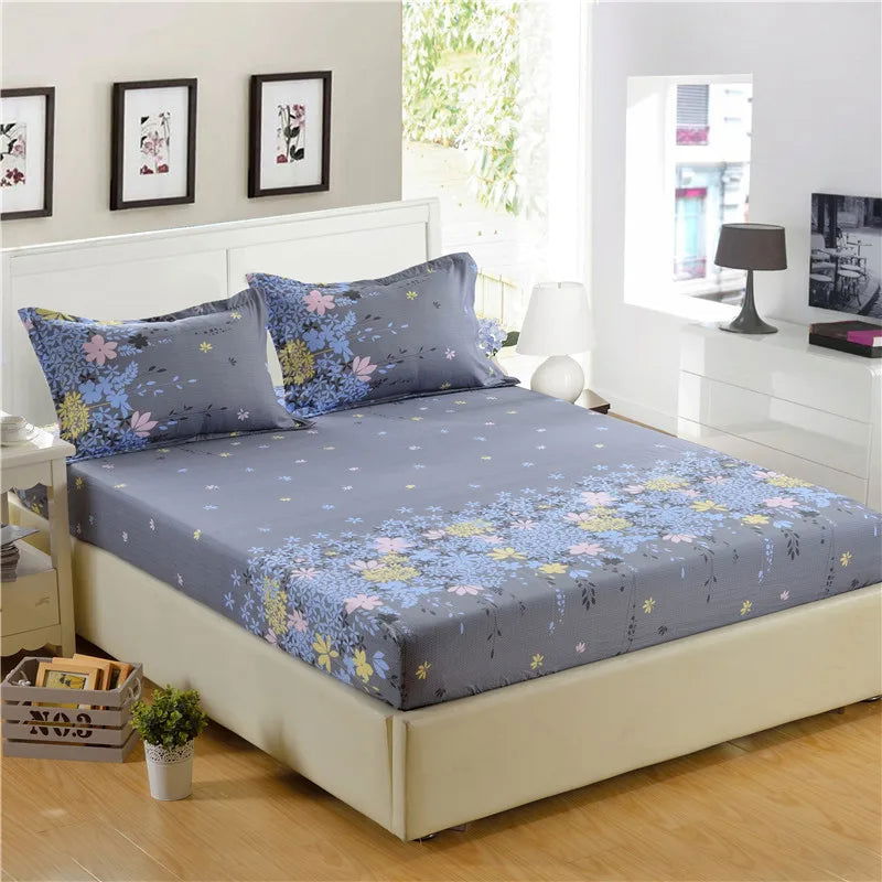 100%Polyester Fitted Sheet Mattress Cover Four Corners With Elastic Band Bed Sheet - Graceland Home and Living - - #tag1#