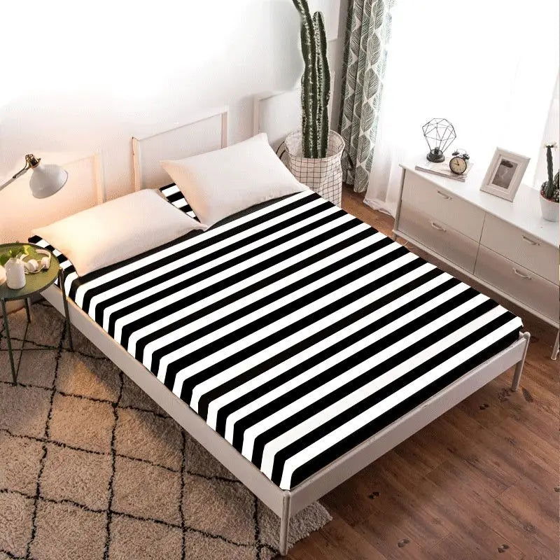 100%Polyester Fitted Sheet Mattress Cover Four Corners With Elastic Band Bed Sheet - Graceland Home and Living - - #tag1#