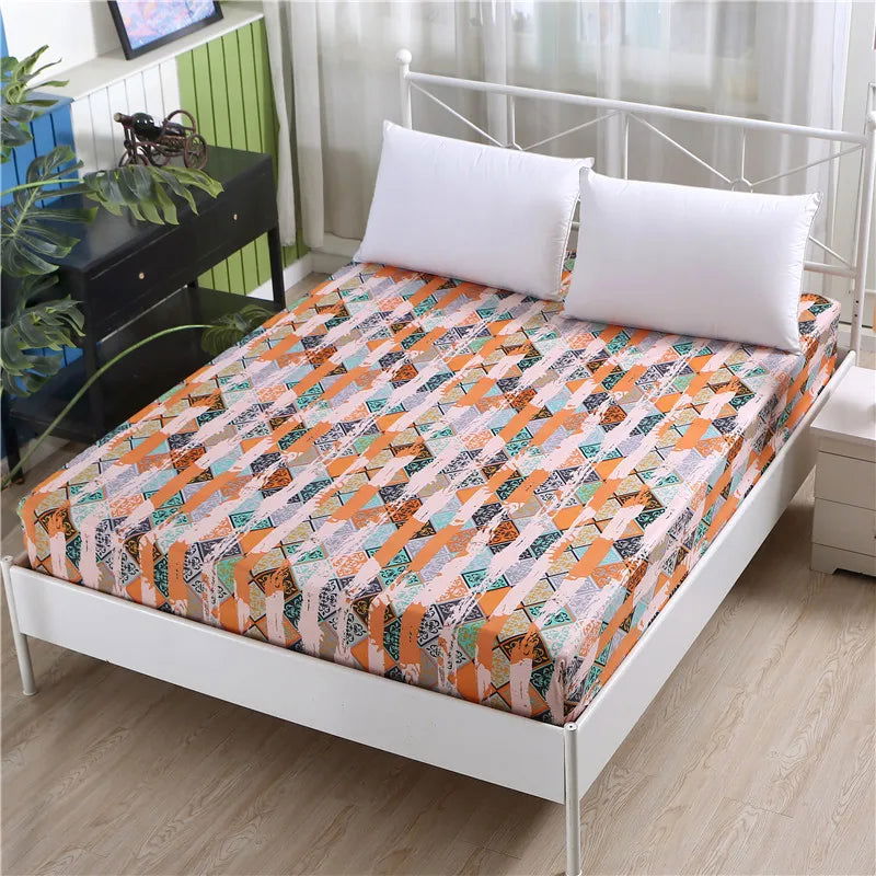 100%Polyester Fitted Sheet Mattress Cover Four Corners With Elastic Band Bed Sheet - Graceland Home and Living - - #tag1#