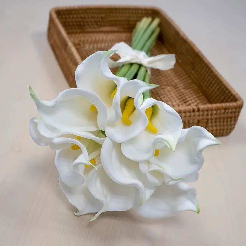 10pcs Vibrant Artificial Calla Lily Bouquet - Realistic Petals - Graceland Home and Living - - #tag1#