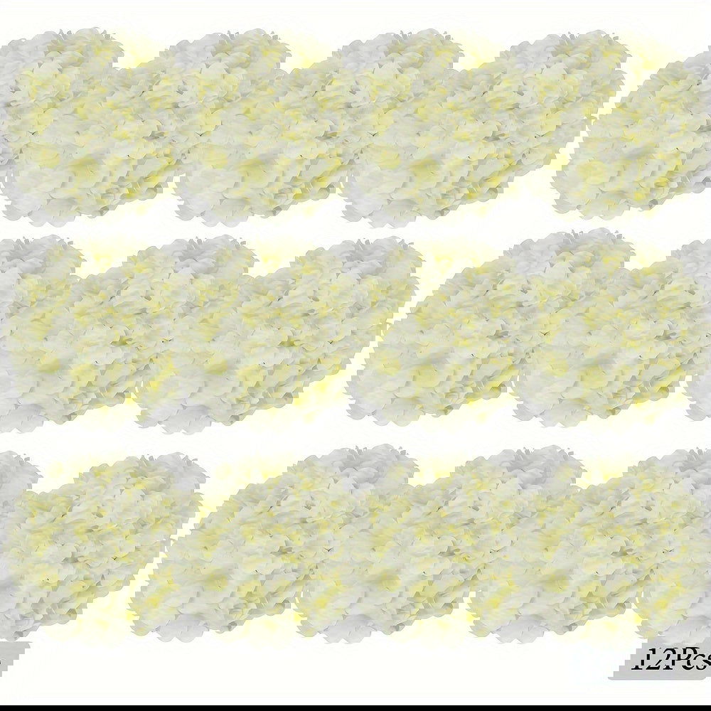 12pcs Lvory Silk Hydrangea Flowers With Stems - Graceland Home and Living - - #tag1#