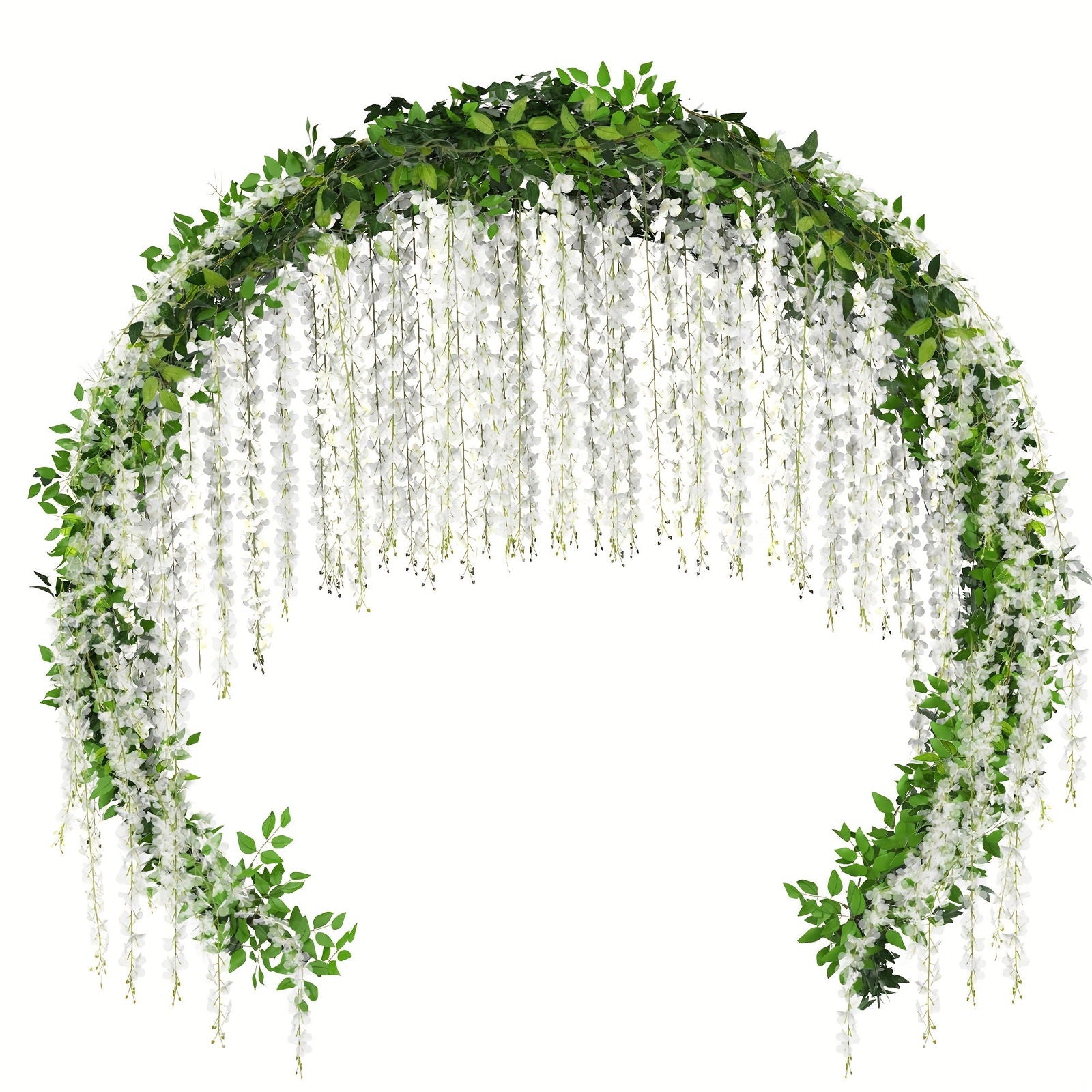 16-Branch, 7.2 Feet Long Artificial White Wisteria Vine with Silk Flowers Garland - Graceland Home and Living - - #tag1#