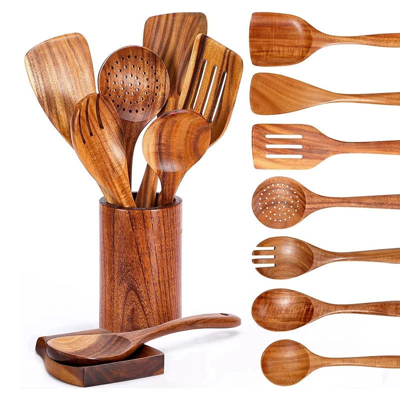 1Pc Wooden Spoons Utensils Set - Graceland Home and Living - - #tag1#