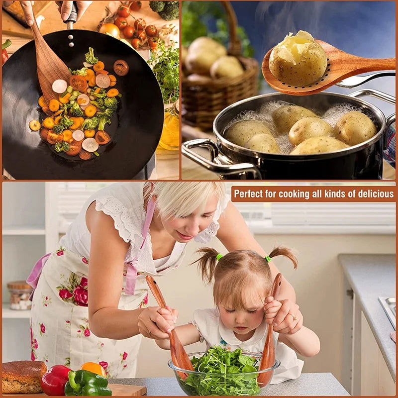 1Pc Wooden Spoons Utensils Set - Graceland Home and Living - - #tag1#