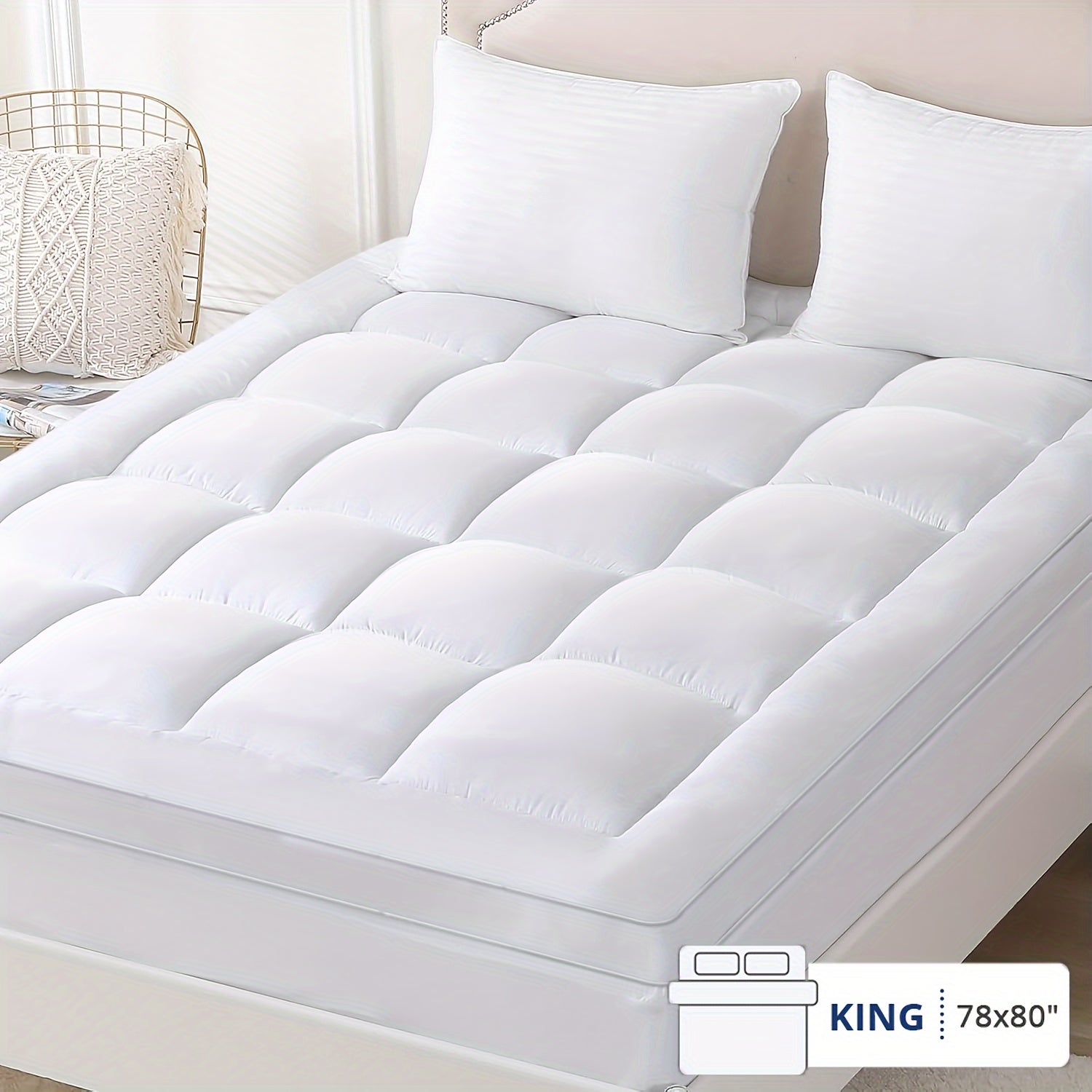 1 PACK Pillow Top Mattress Topper Soft Mattress Pad With 8"-21" Deep Pocket - Graceland Home and Living -