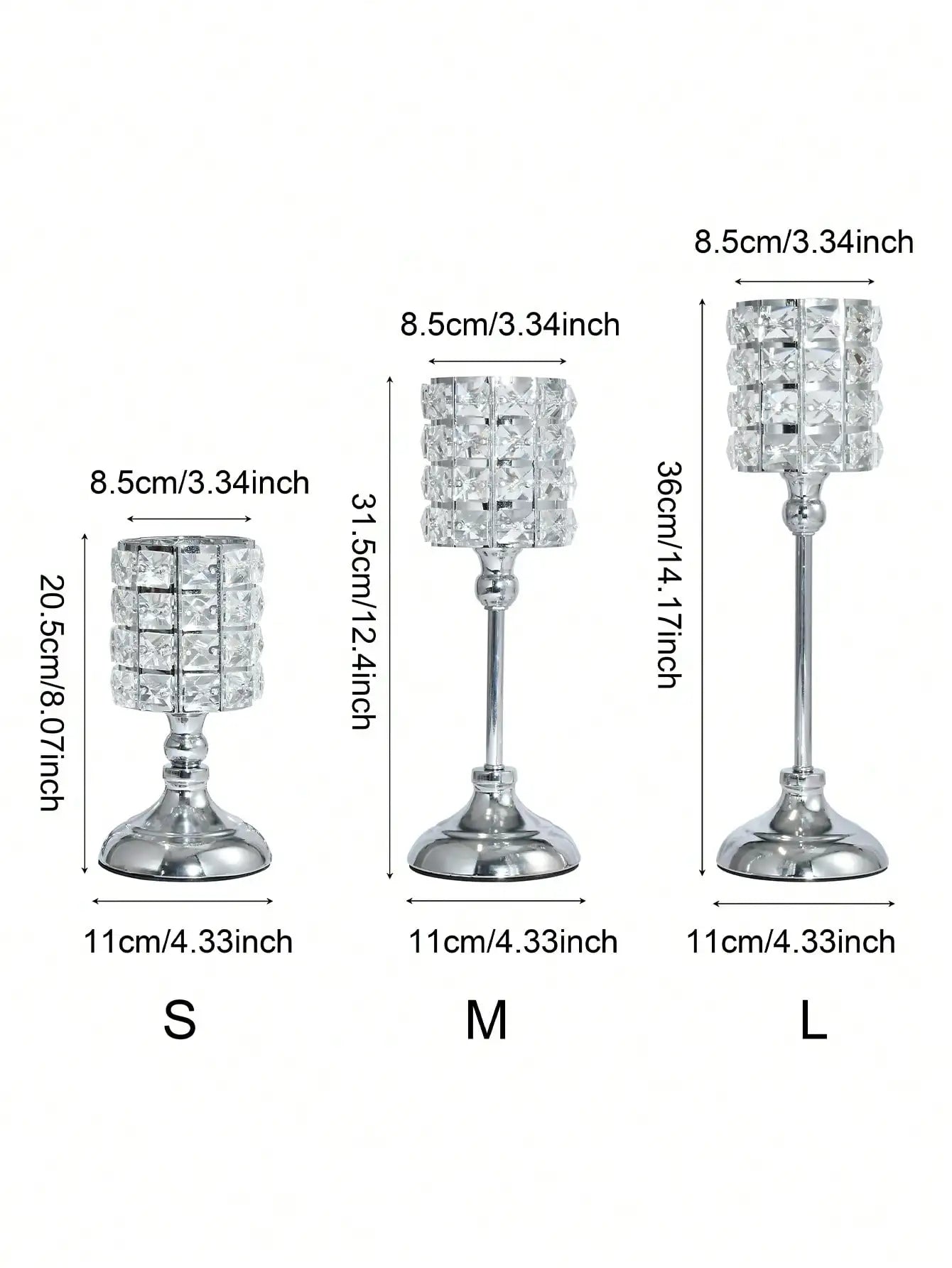 1pc 3 sizes Gold Crystal Candle Holder, - Graceland Home and Living - - #tag1#