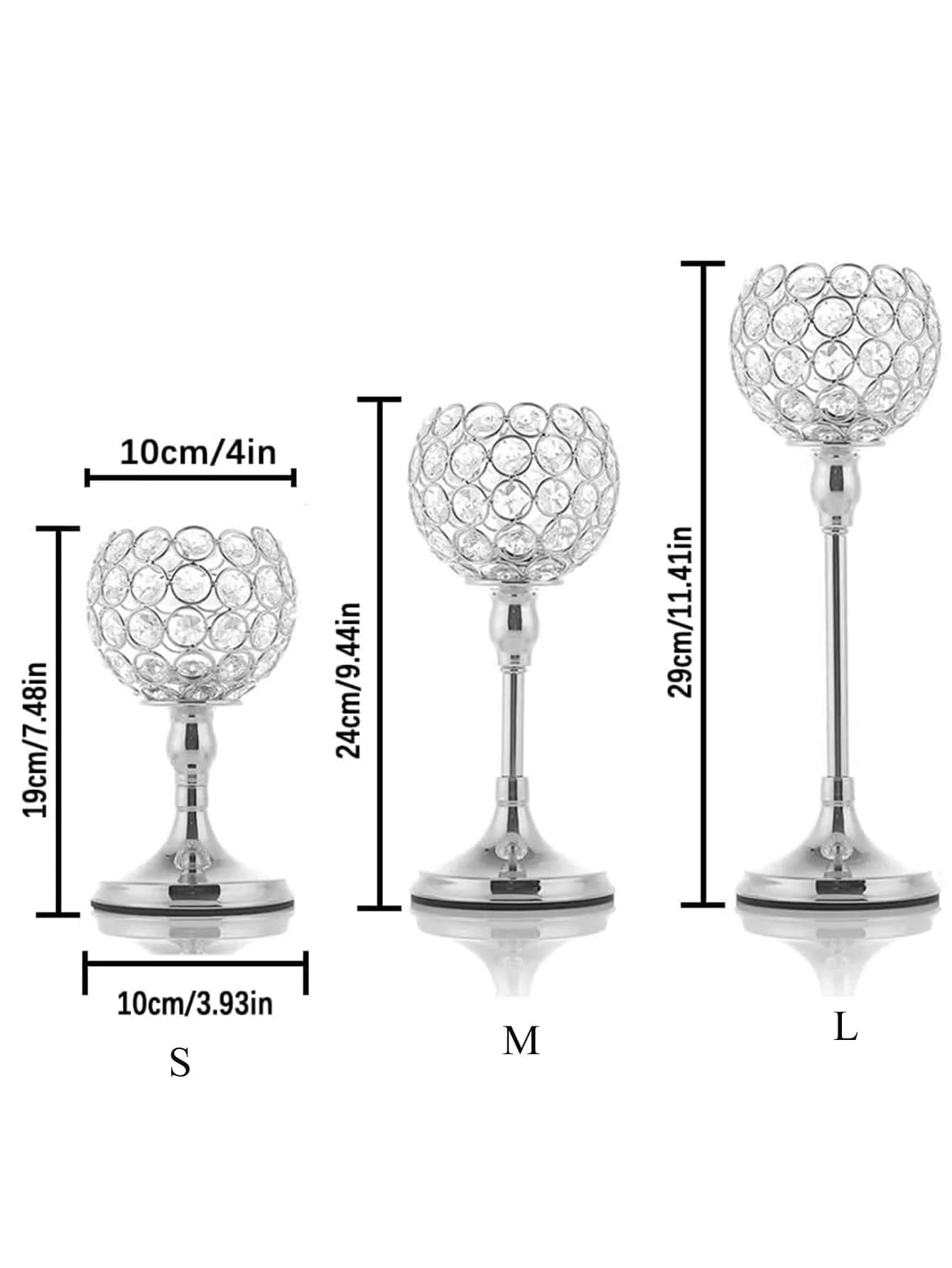 1pc 3 sizes Gold Crystal Candle Holder, - Graceland Home and Living - - #tag1#