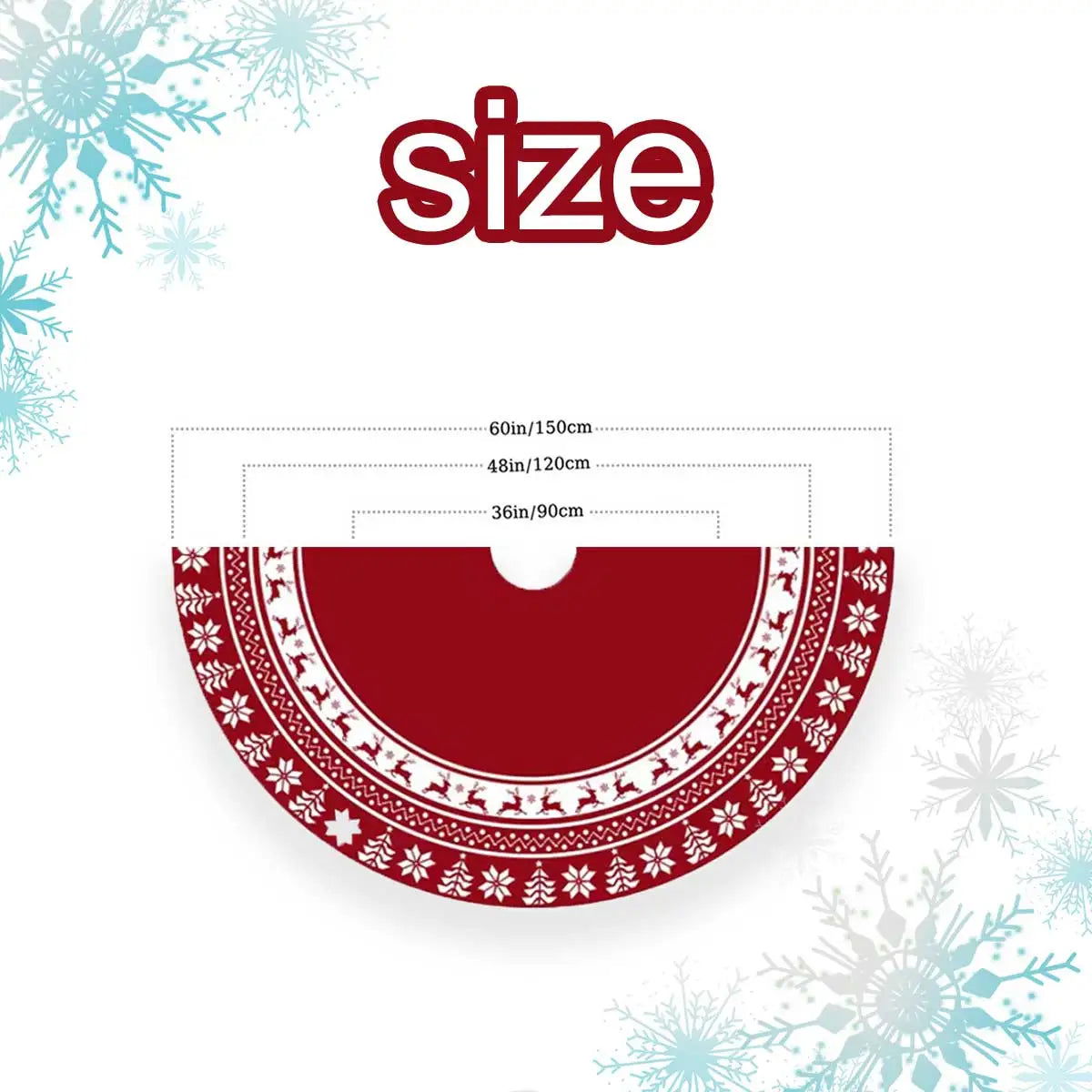 1pc Christmas Tree Skirts 36/48/60 Inches, Red Tree Skirt - Graceland Home and Living - - #tag1#