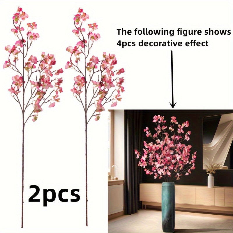 2-Pcs Artificial Cherry Blossom Branches - Long Stem Silk Flowers - Graceland Home and Living - - #tag1#
