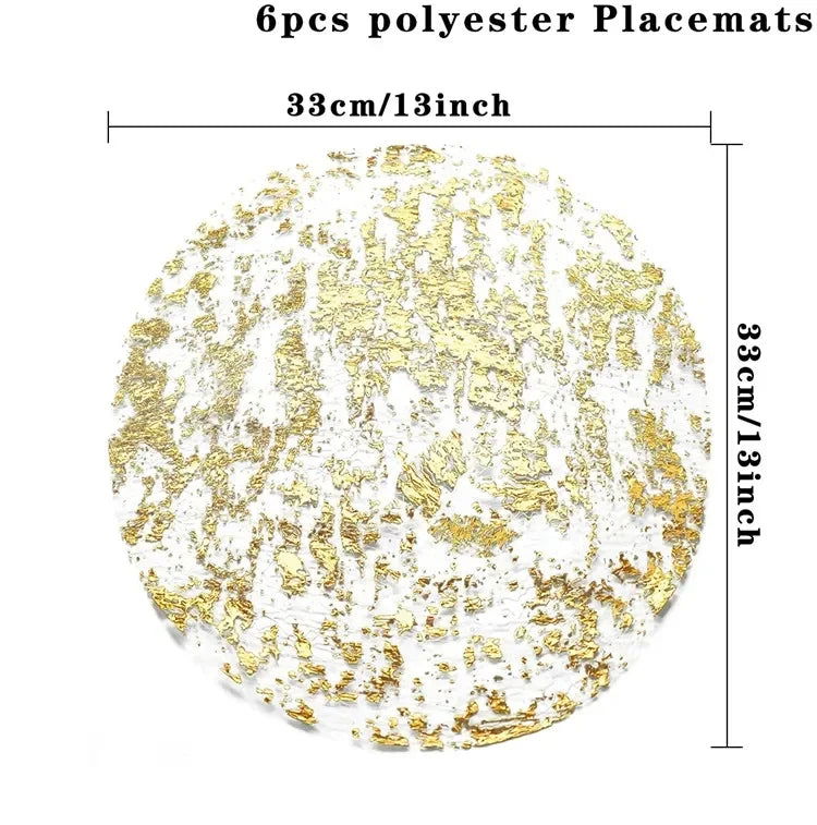 20pcs Gold Round Foil Place Mats - Graceland Home and Living - - #tag1#