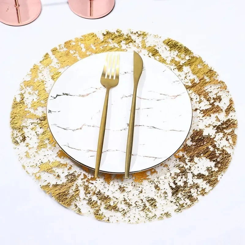 20pcs Gold Round Foil Place Mats - Graceland Home and Living - - #tag1#