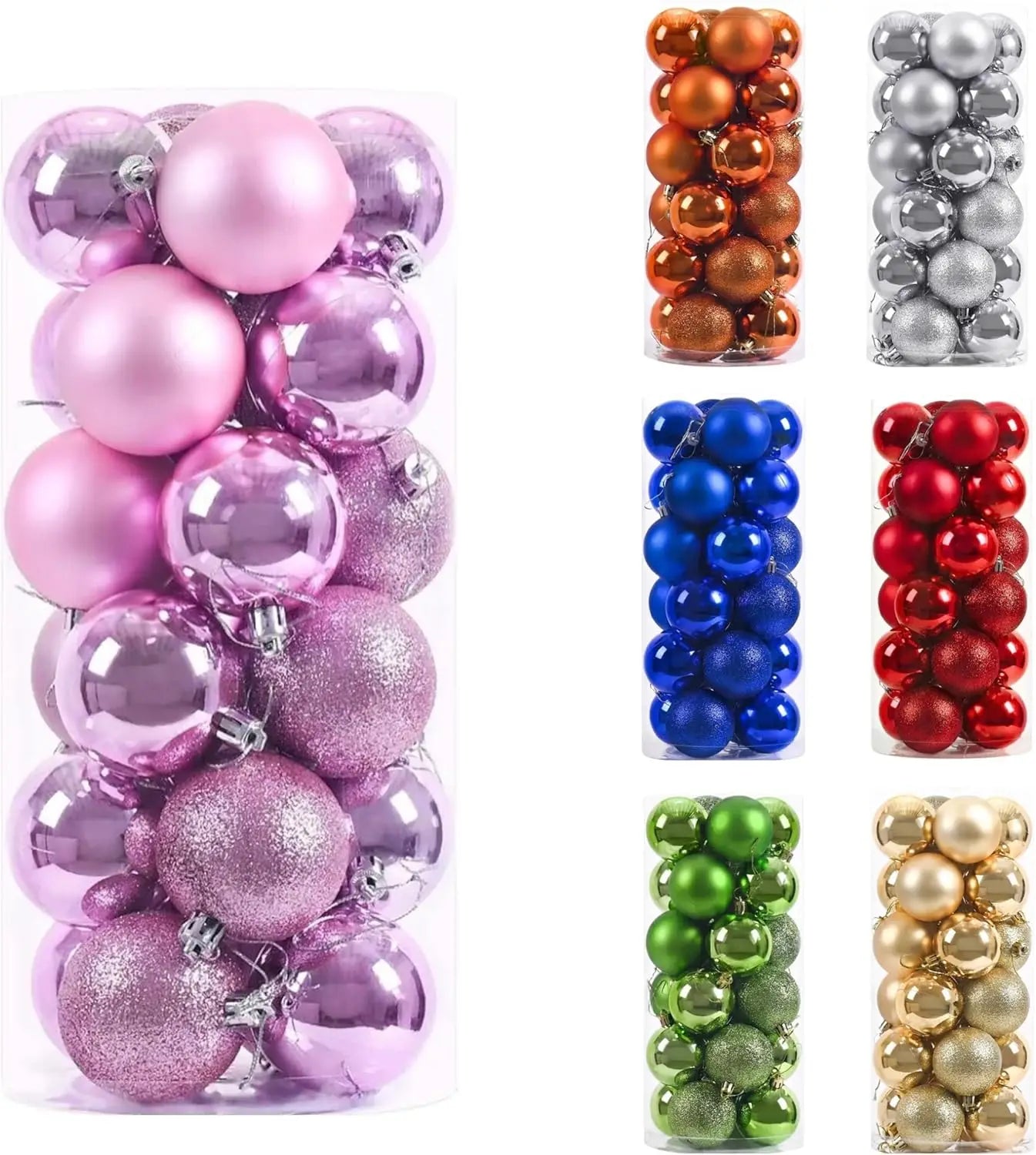 24pcs 4cm mini pink, gold, silver Christmas hanging ball - Graceland Home and Living - - #tag1#
