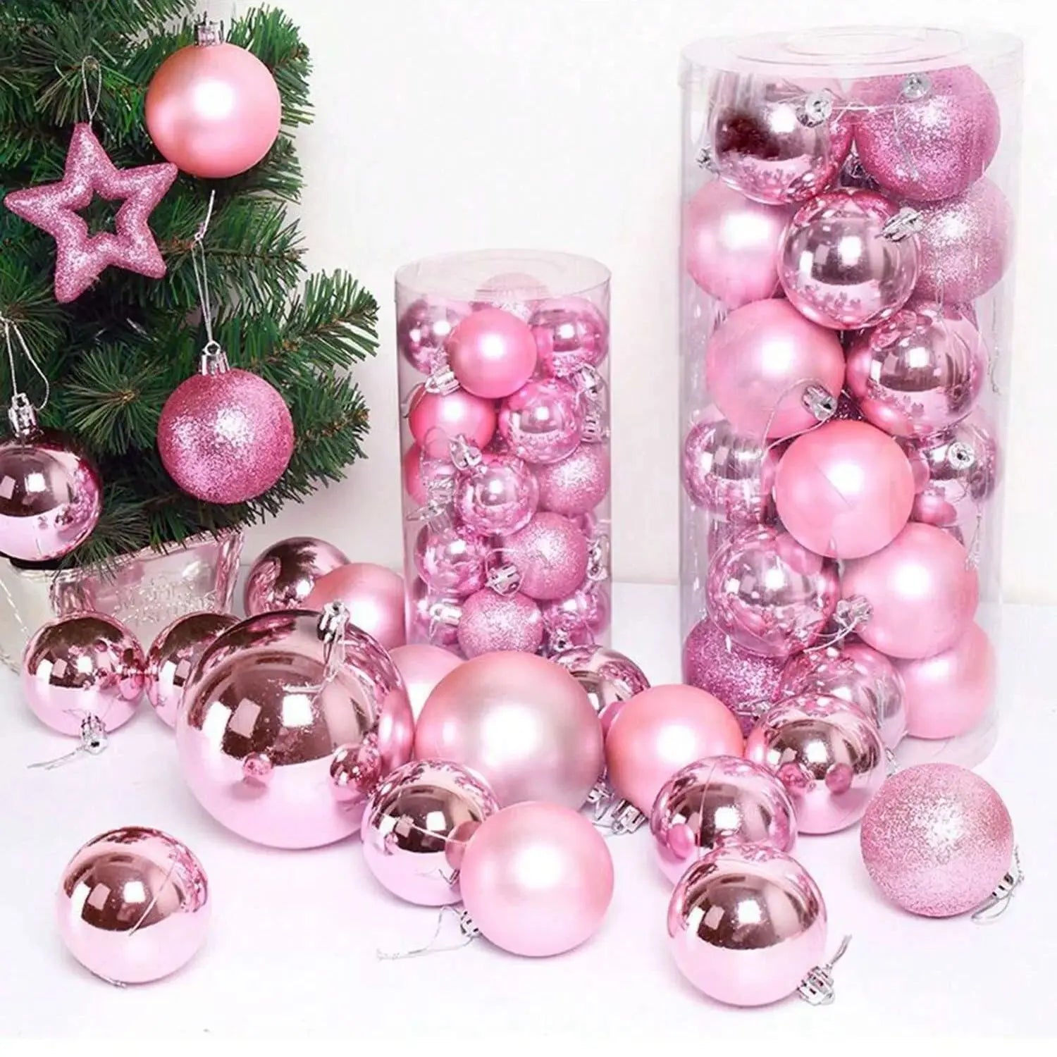 24pcs 4cm mini pink, gold, silver Christmas hanging ball - Graceland Home and Living - - #tag1#
