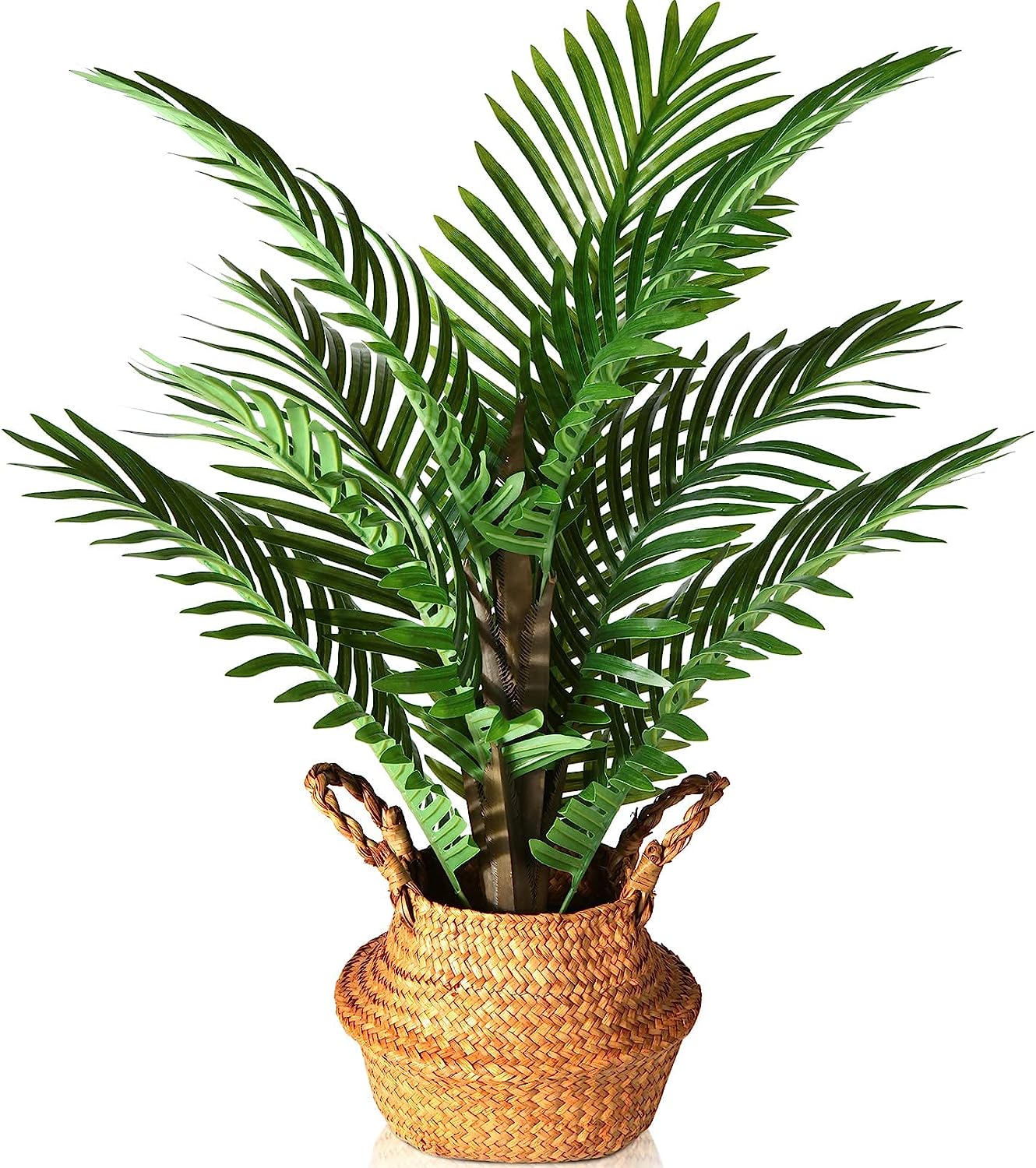 2 Pack Artificial Palm Tree, 30" Fake Potted Paradise Palm Plant with Handmade Seagrass Basket - Graceland Home and Living - - #tag1#