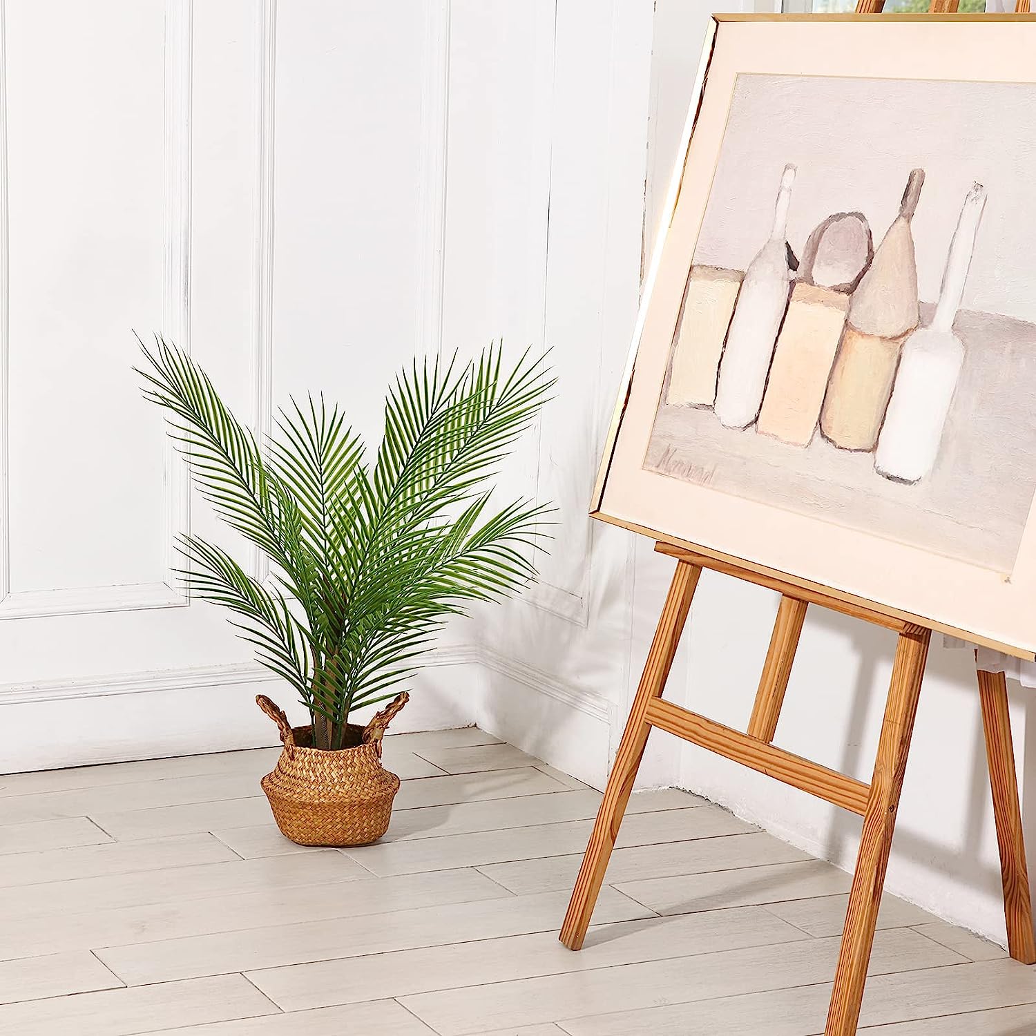 2 Pack Artificial Palm Tree, 30" Fake Potted Paradise Palm Plant with Handmade Seagrass Basket - Graceland Home and Living - - #tag1#