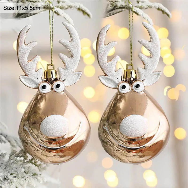2pcs Elk Christmas Balls Ornaments Xmas - Graceland Home and Living - - #tag1#