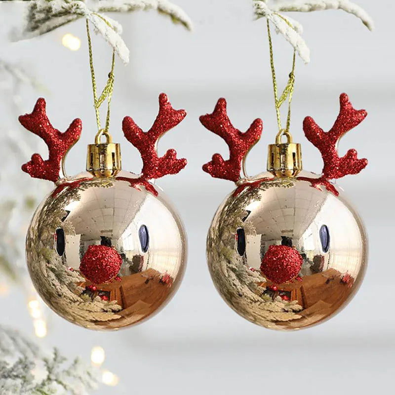 2pcs Elk Christmas Balls Ornaments Xmas - Graceland Home and Living - - #tag1#