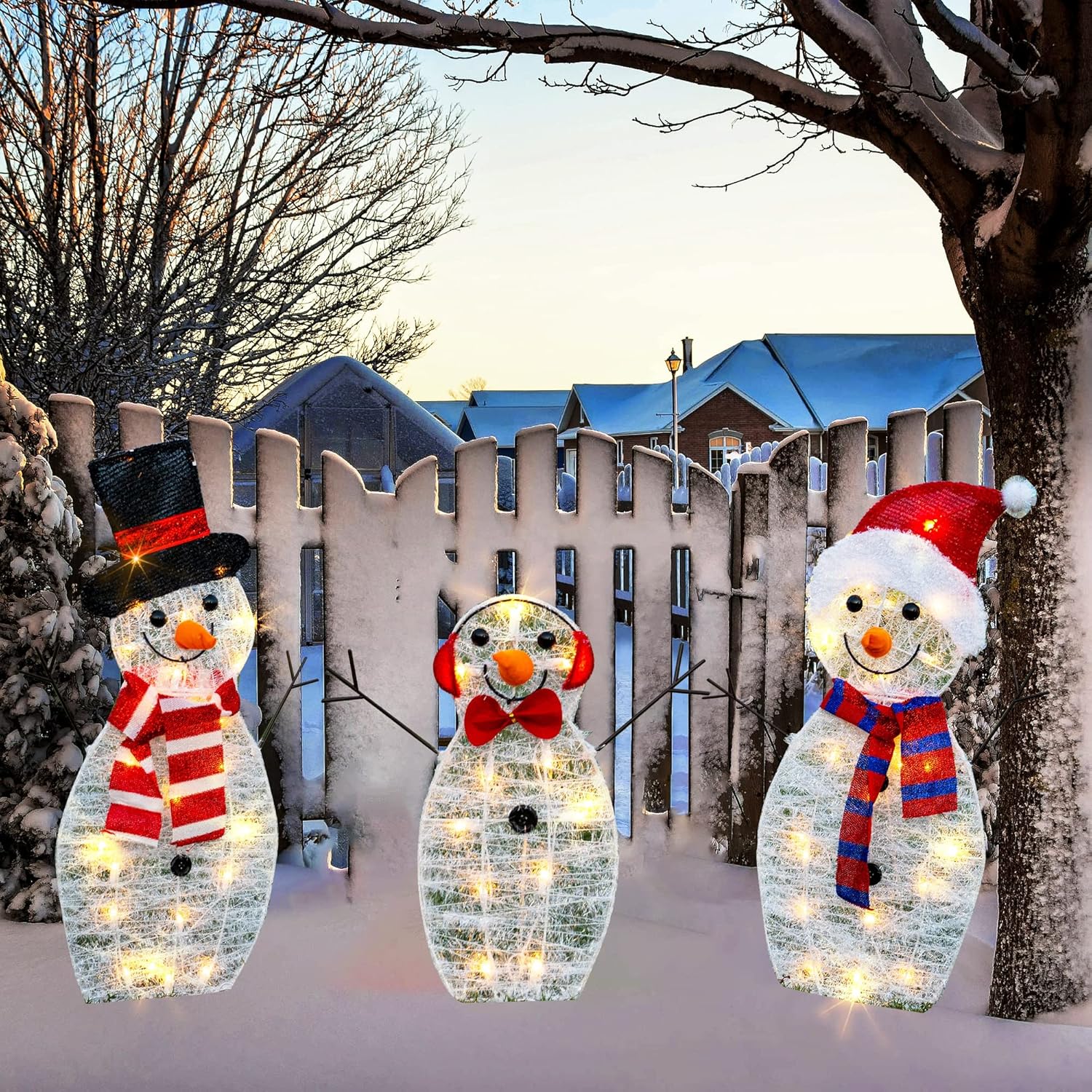 3-Piece Pre-Lit Christmas Reindeer Family Set, 3D Plug in 170 Count Warm White - Graceland Home and Living - - #tag1#