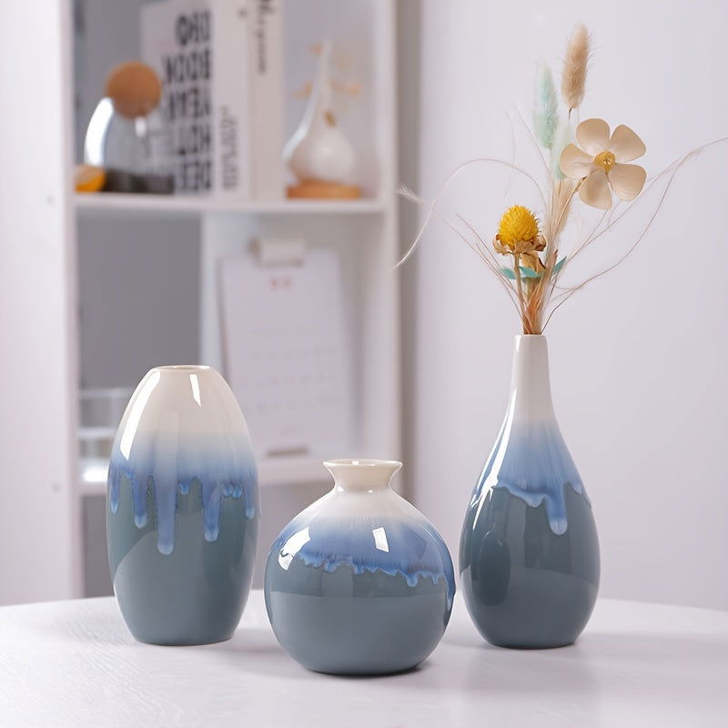 3-Piece Set Contemporary Ceramic Vases - Graceland Home and Living - - #tag1#