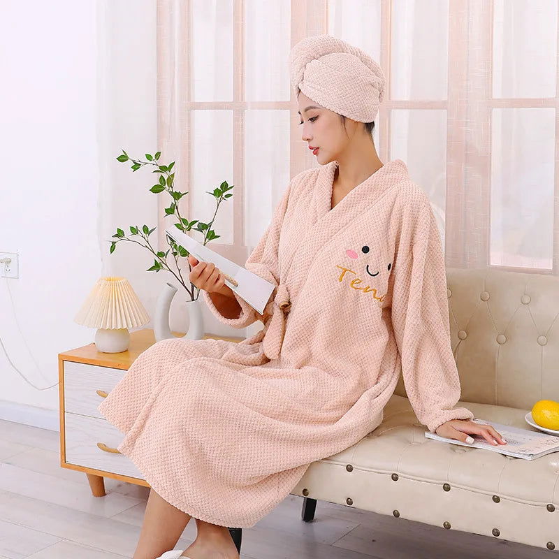 3-Pieces Long sleeve Women's bathrobe Set with cross strap - Graceland Home and Living - - #tag1#