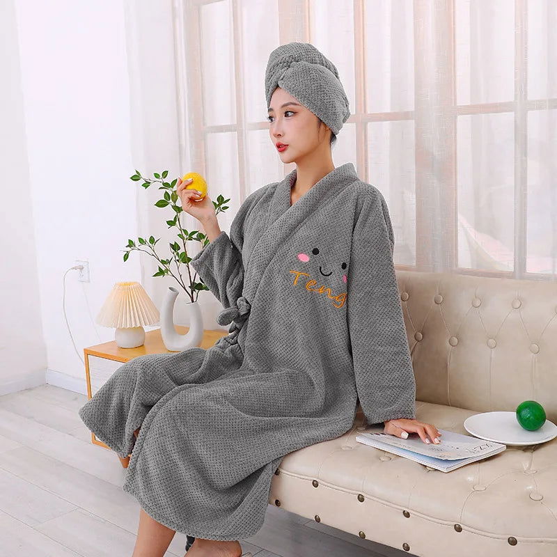 3-Pieces Long sleeve Women's bathrobe Set with cross strap - Graceland Home and Living - - #tag1#