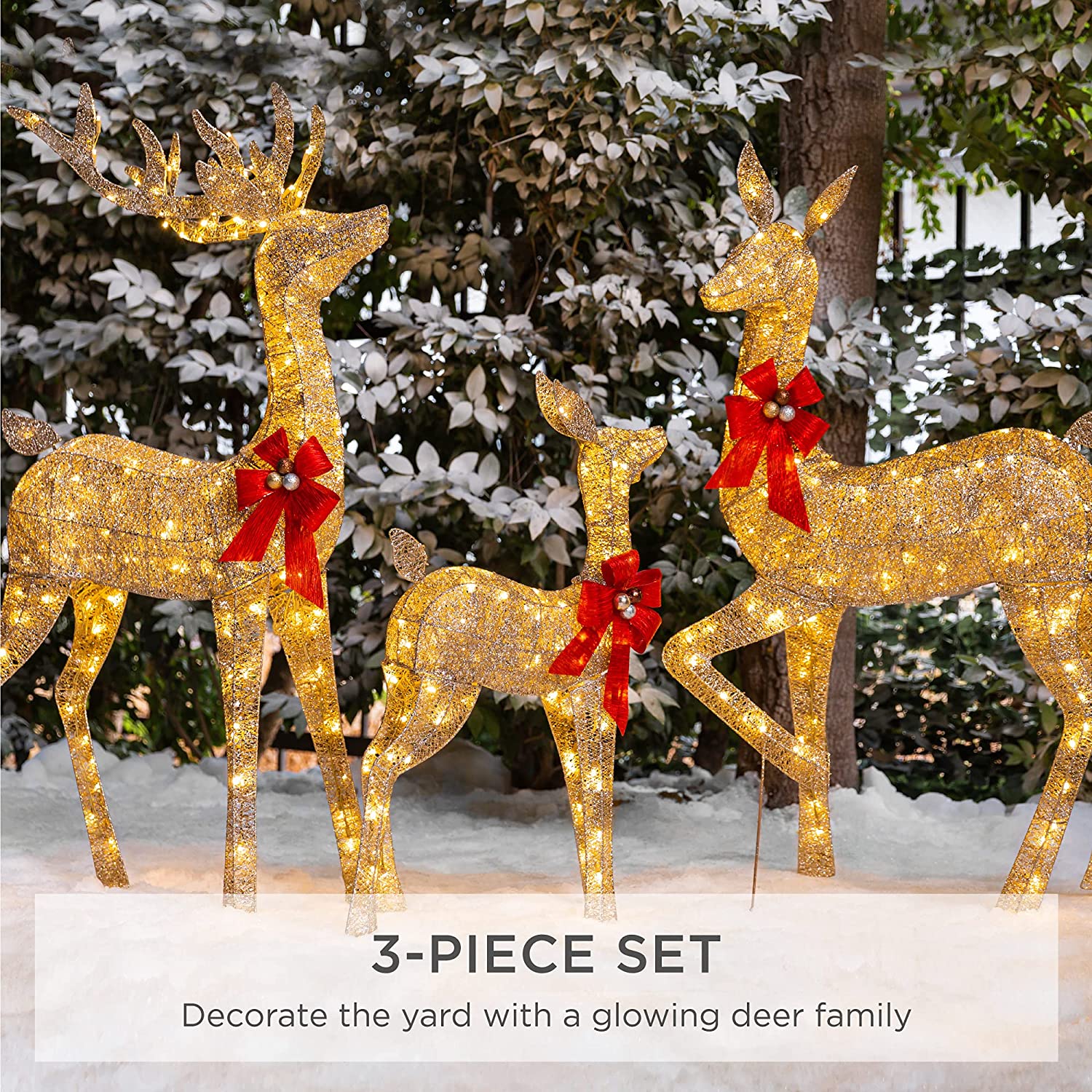 360 LED Lights Outdoor Christmas Decorations 3pcs Lighted Christmas Deer Family Set - Graceland Home and Living - - #tag1#