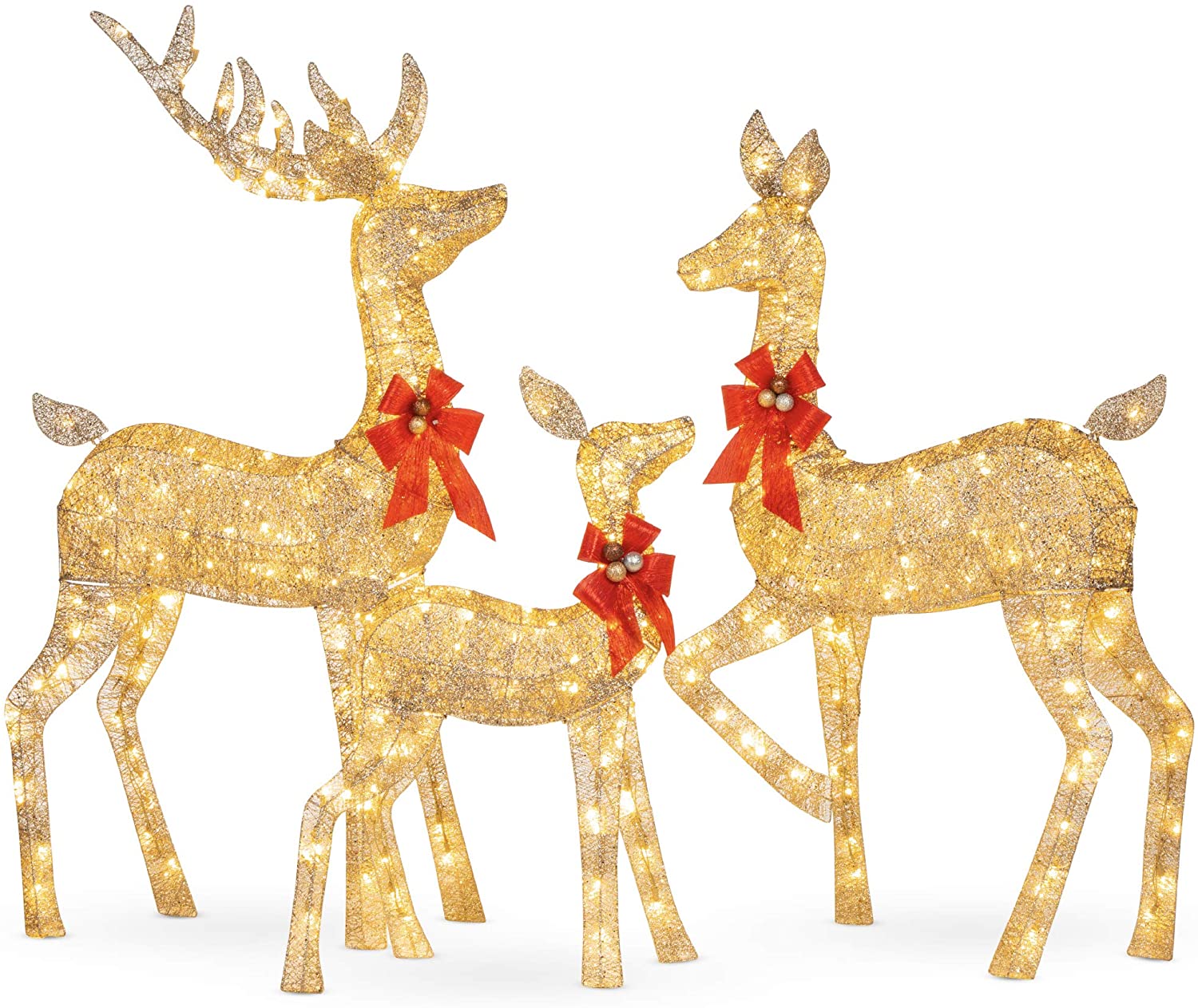 360 LED Lights Outdoor Christmas Decorations 3pcs Lighted Christmas Deer Family Set - Graceland Home and Living - - #tag1#