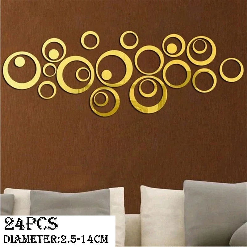 3D Circular Mirror Wall Sticker Self-Adhesive Acrylic Mirror Decals - Graceland Home and Living - - #tag1#