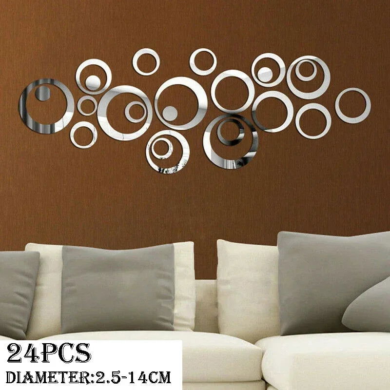 3D Circular Mirror Wall Sticker Self-Adhesive Acrylic Mirror Decals - Graceland Home and Living - - #tag1#