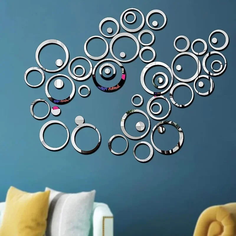3D Circular Mirror Wall Sticker Self-Adhesive Acrylic Mirror Decals - Graceland Home and Living - - #tag1#