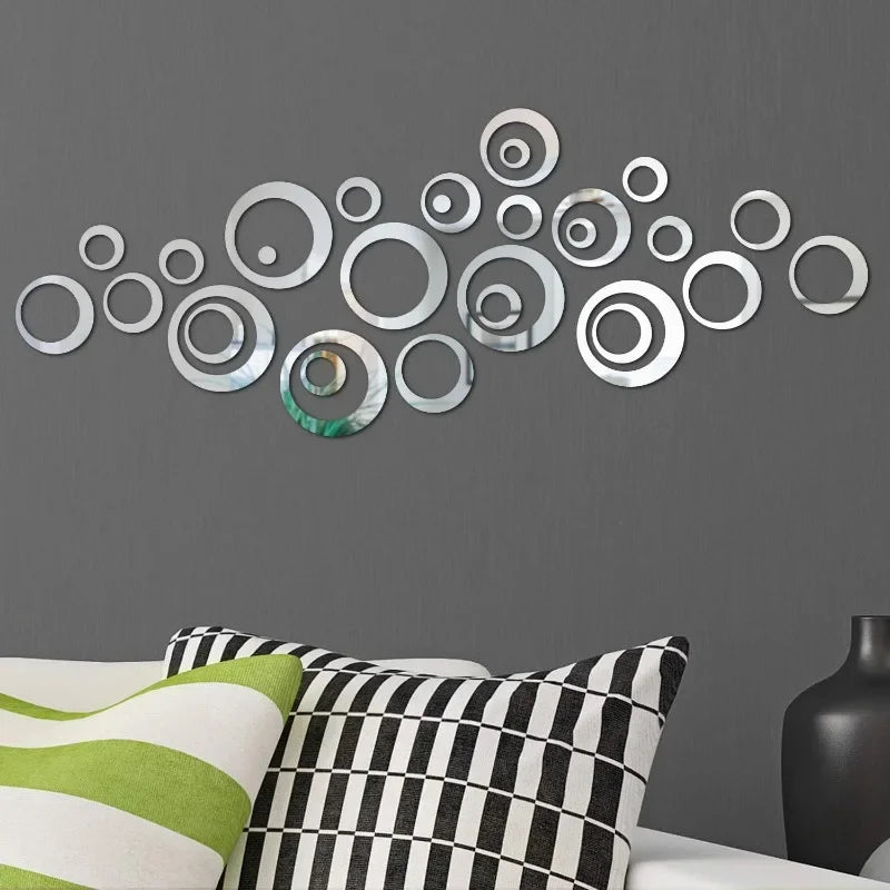3D Circular Mirror Wall Sticker Self-Adhesive Acrylic Mirror Decals - Graceland Home and Living - - #tag1#