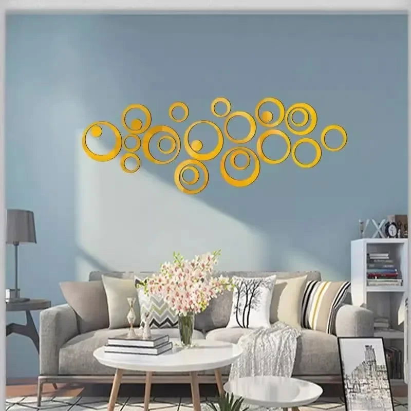 3D Circular Mirror Wall Sticker Self-Adhesive Acrylic Mirror Decals - Graceland Home and Living - - #tag1#