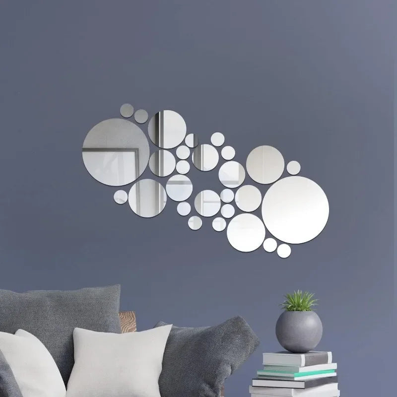 3D Circular Mirror Wall Sticker Self-Adhesive Acrylic Mirror Decals - Graceland Home and Living - - #tag1#