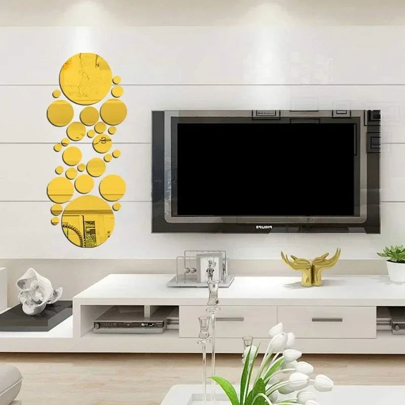 3D Circular Mirror Wall Sticker Self-Adhesive Acrylic Mirror Decals - Graceland Home and Living - - #tag1#