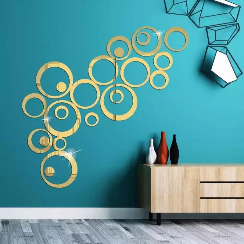 3D Circular Mirror Wall Sticker Self-Adhesive Acrylic Mirror Decals - Graceland Home and Living - - #tag1#