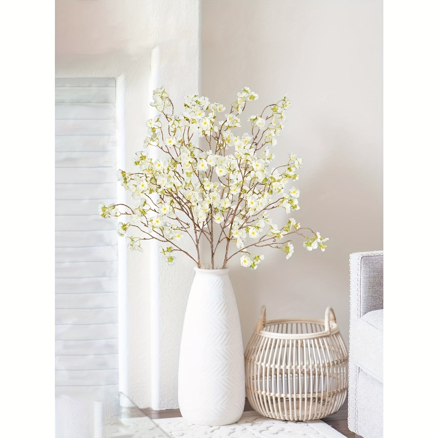 3pcs Artificial Cherry Blossom Branches, 40.5in Long Stem Silk Flowers - Graceland Home and Living - - #tag1#