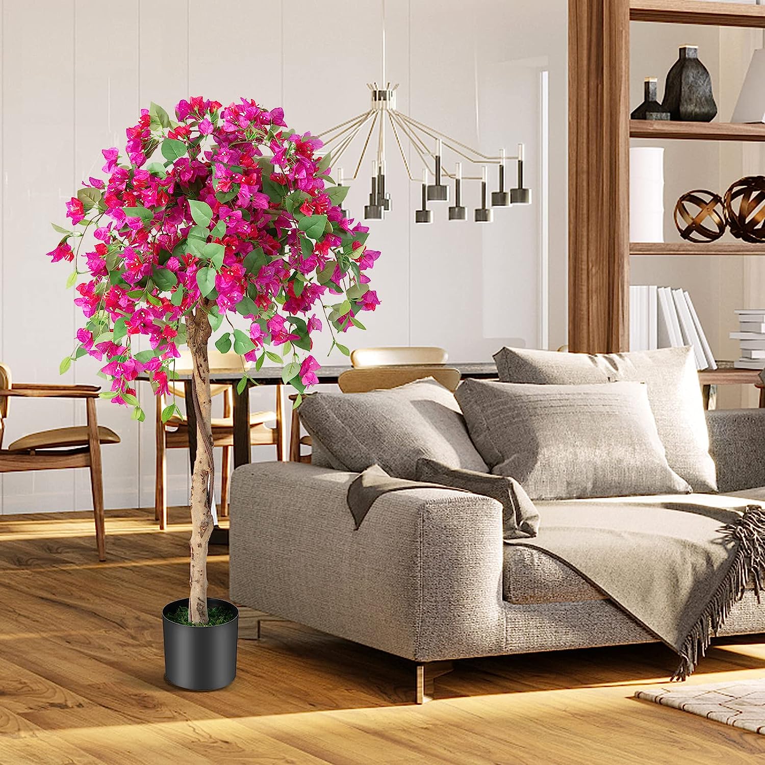 4.5FT Bougainvillea Artificial Tree with 312 Flowers, 624 Leaves - Graceland Home and Living - - #tag1#