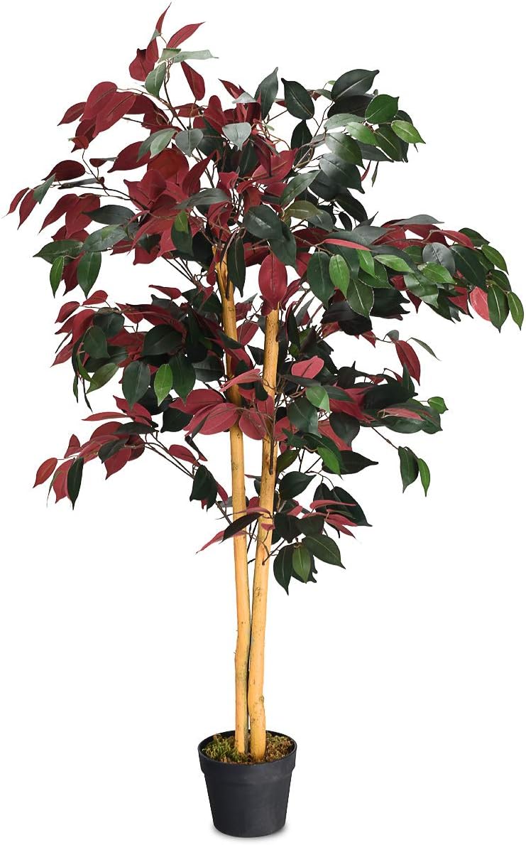 4FT Colorful Artificial Ficus Tree in Nursery Pot - Graceland Home and Living - - #tag1#