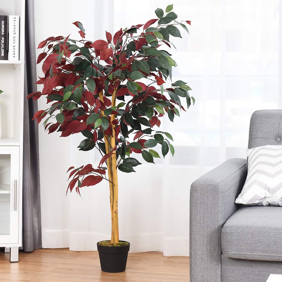 4FT Colorful Artificial Ficus Tree in Nursery Pot - Graceland Home and Living - - #tag1#