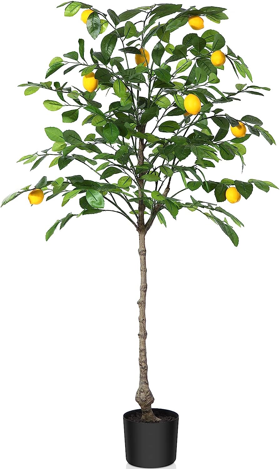 4 Feet Artificial Lemon Silk Plant, Pre Potted - Graceland Home and Living - - #tag1#