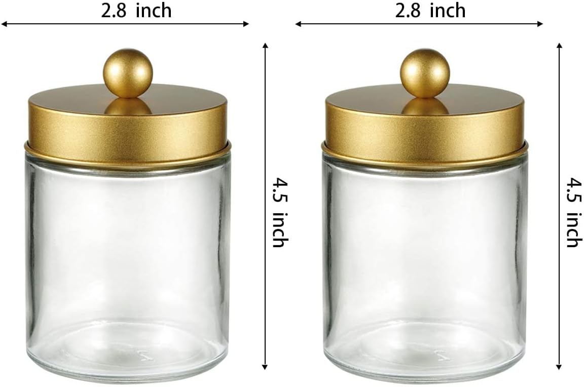 4 Pack Apothecary Jars Bathroom Vanity Storage Organizer Set -Countertop Canister with Stainless Steel Lids - Graceland Home and Living - - #tag1#