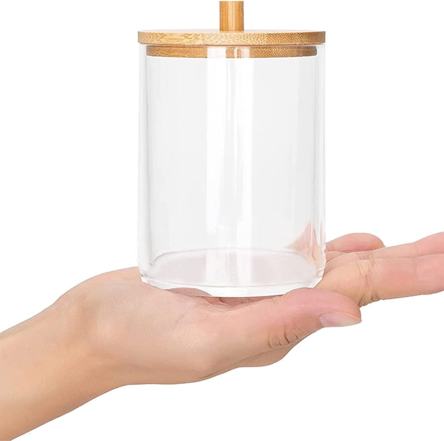 4 Pack Qtip Holder Dispenser, Clear Plastic Apothecary Jar Containers, Bathroom Accessories Set, Apothecary Jars with Lids for Cotton Ball, Swab, Pads, Floss, Hair Clips - Graceland Home and Living - - #tag1#