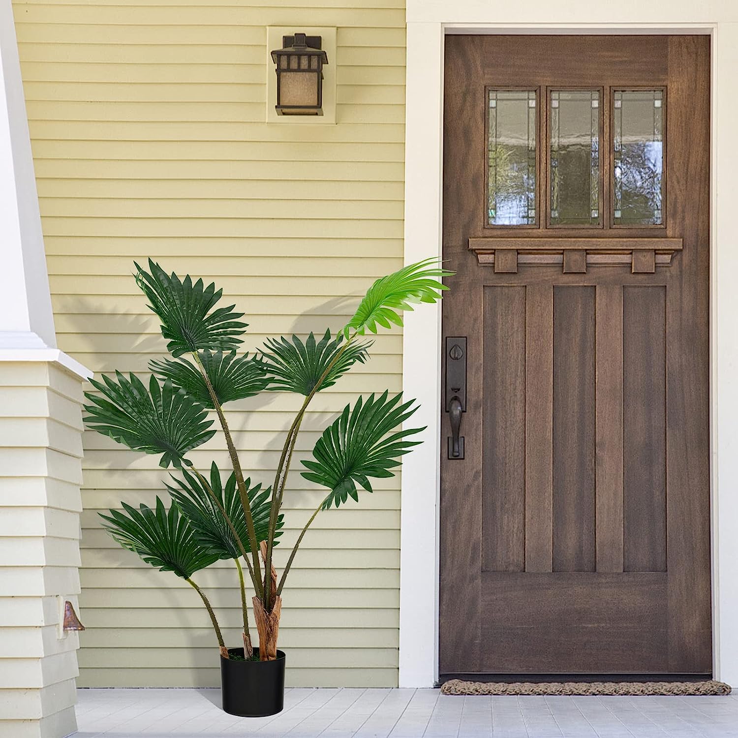 4ft Artificial Fan Palm Tree, with 8 Large Leaves. - Graceland Home and Living - - #tag1#