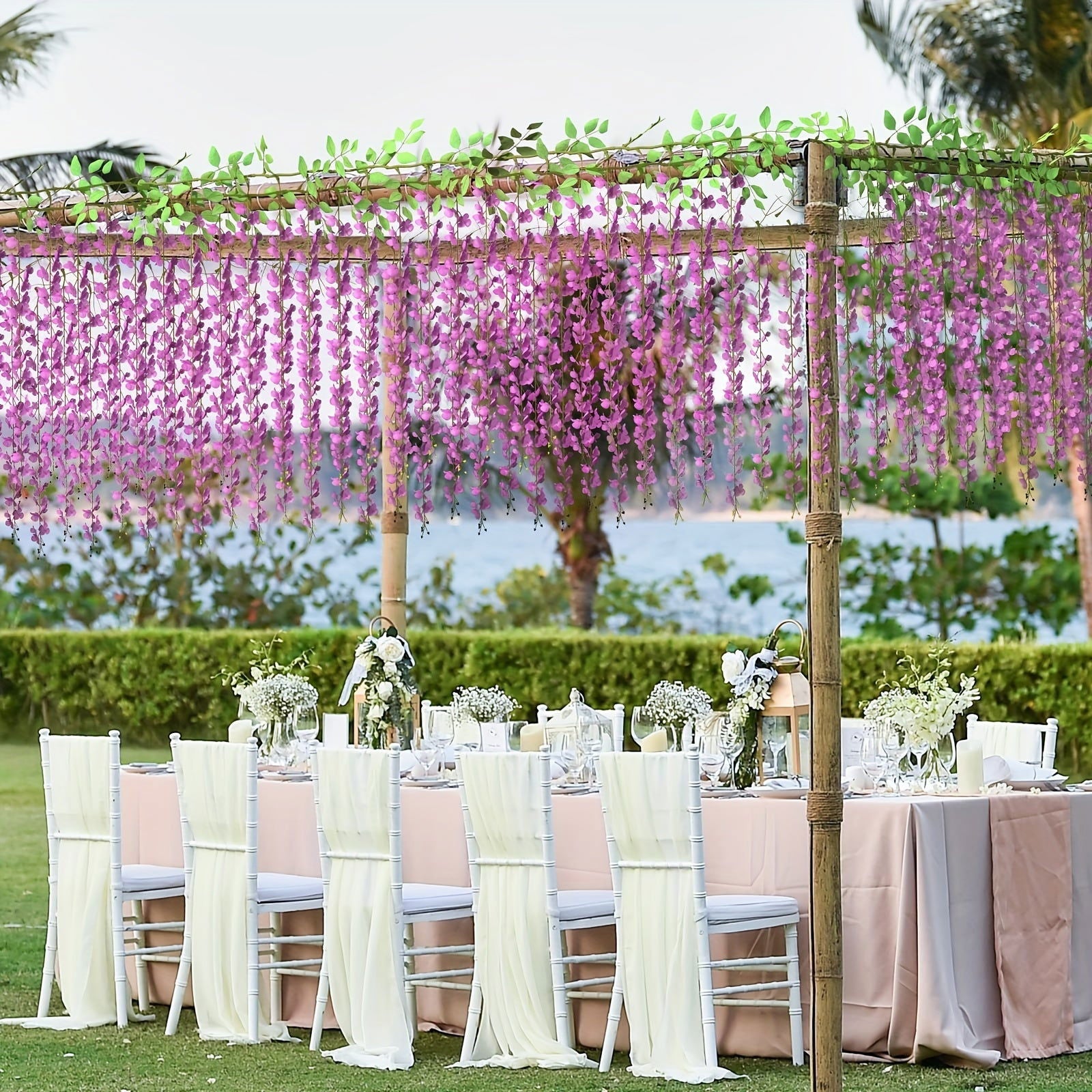 4pcs 28.8ft Long Artificial Wisteria Flowers Garland - Graceland Home and Living - - #tag1#