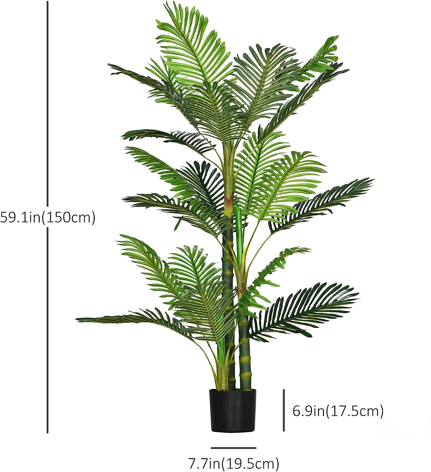 5Ft Artificial Areca Palm Tree in Pot with 21 Leaves - Graceland Home and Living - - #tag1#