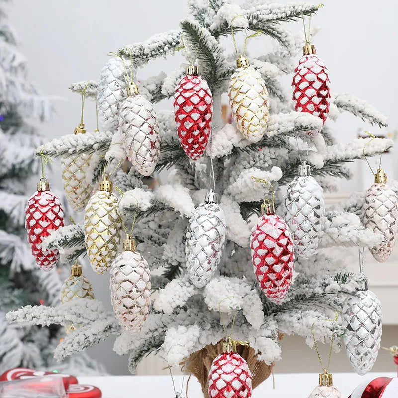 5Pcs Christmas Painted Pine Cone Balls - Graceland Home and Living - - #tag1#