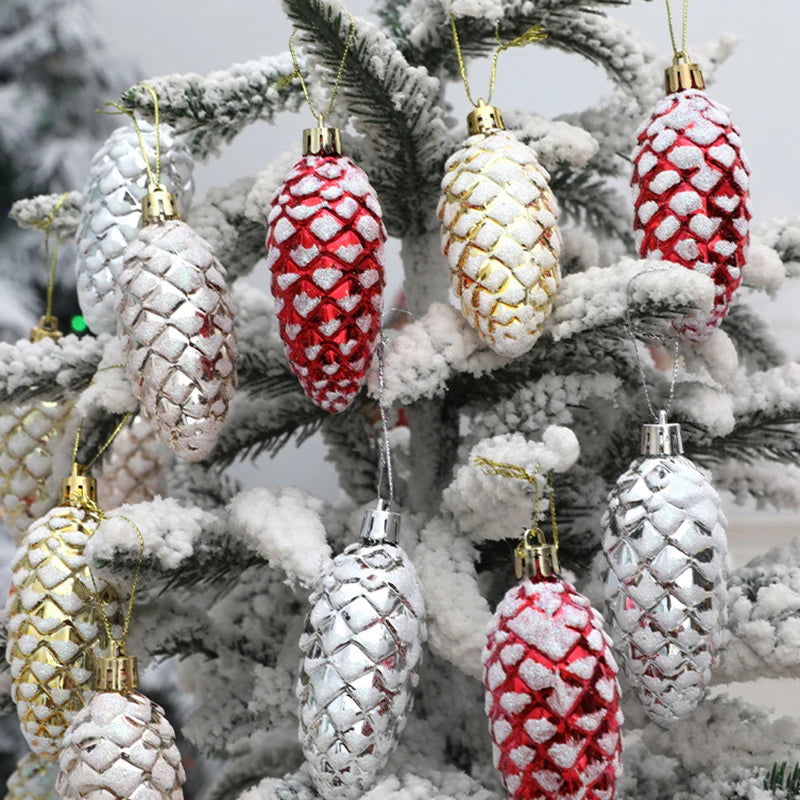 5Pcs Christmas Painted Pine Cone Balls - Graceland Home and Living - - #tag1#