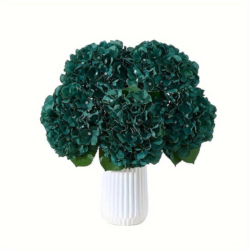 5pcs Lifelike Artificial Hydrangea Flowers in Emerald Green - Graceland Home and Living - - #tag1#