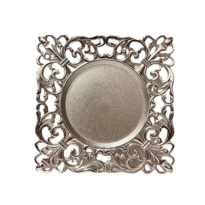 5pcs Square Steel Gold Dining Charger Plate - Graceland Home and Living - - #tag1#